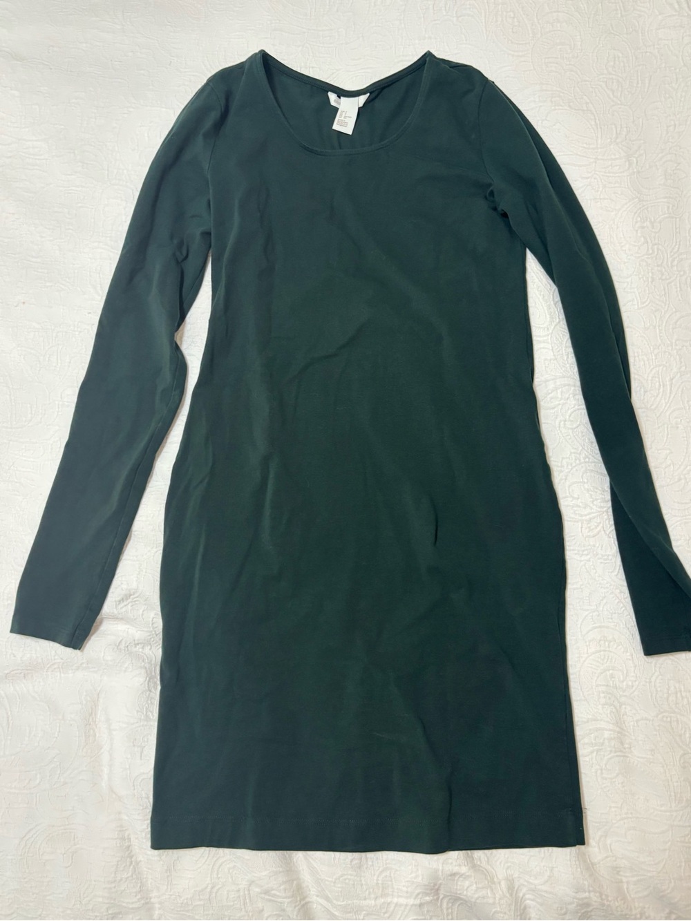 H&M Long Sleeve Scoop Neck Dress - Dark Green